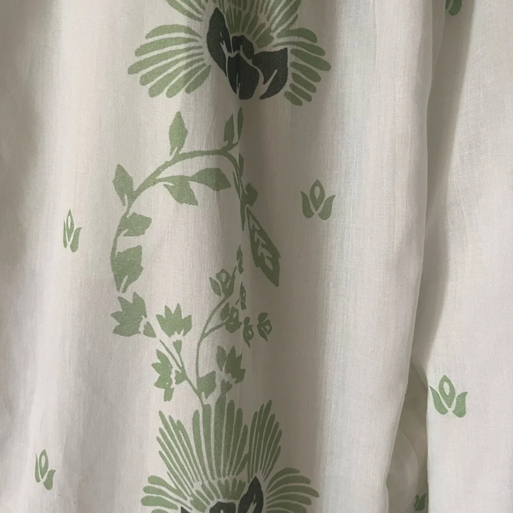 Haute Hippie White Green Floral Pants wide Leg high waist pants sz Large 12 14 - Picture 4 of 11
